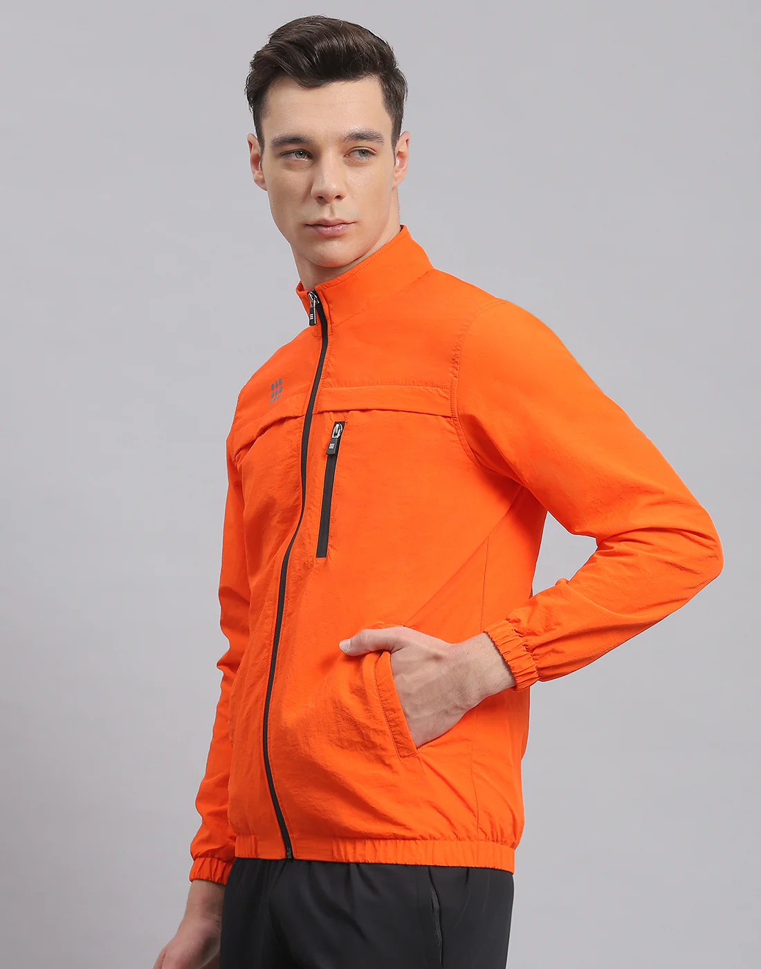 Rock.it Men Orange Solid Stand Collar Full Sleeve Jacket - Image 3
