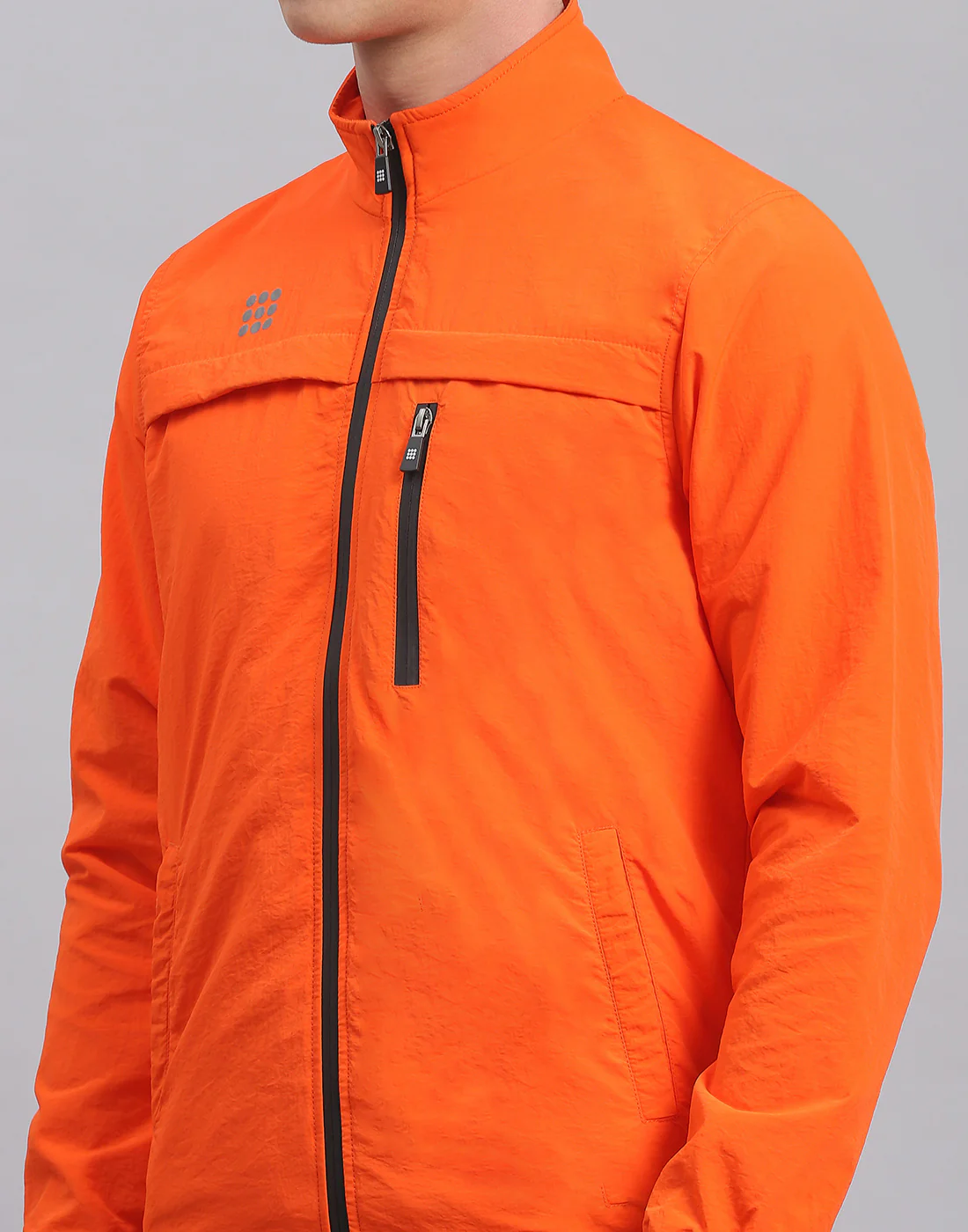 Rock.it Men Orange Solid Stand Collar Full Sleeve Jacket - Image 6
