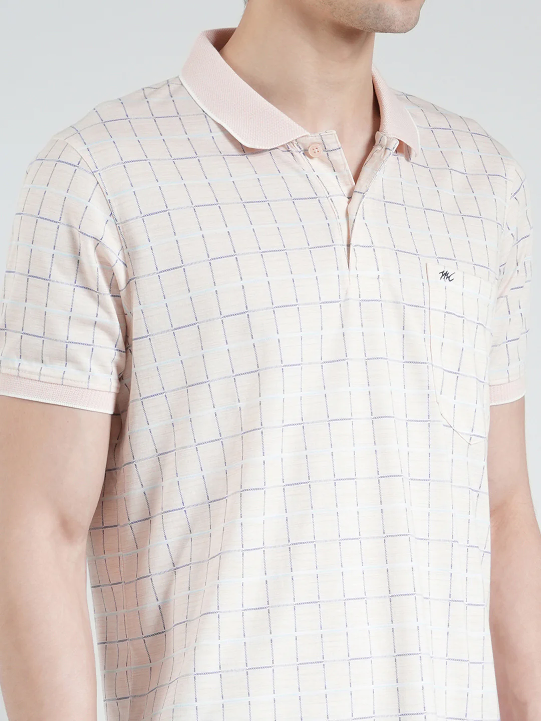 Men Peach Printed Collar Half Sleeve T-Shirt - Image 6