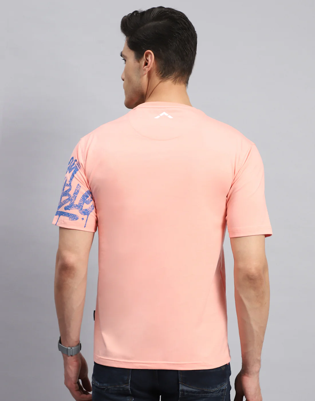 Rock.it Men Peach Printed Round Neck Half Sleeve T-Shirt - Image 5