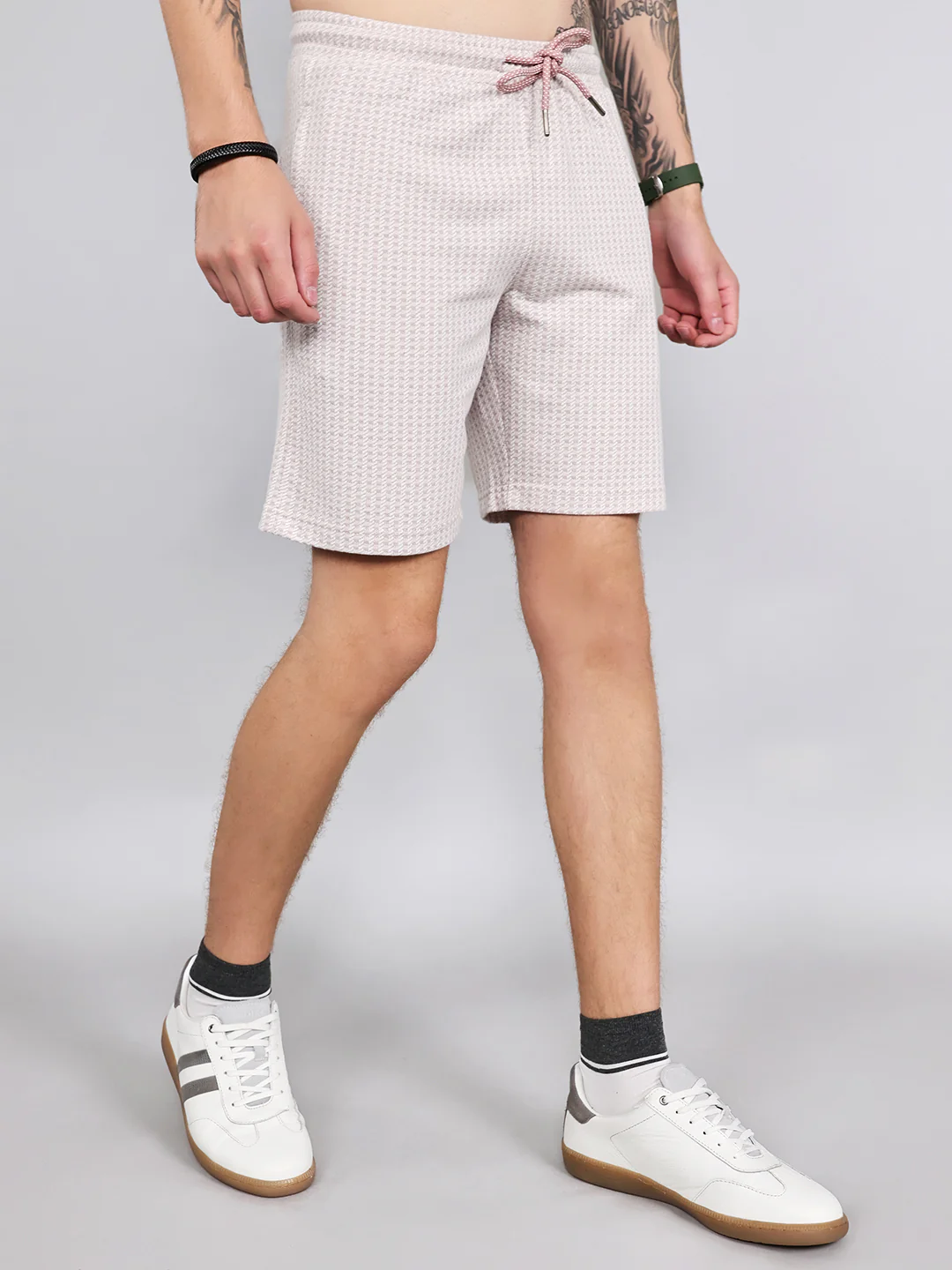 Men Pink Jacquard Regular Fit Bermuda - Image 3