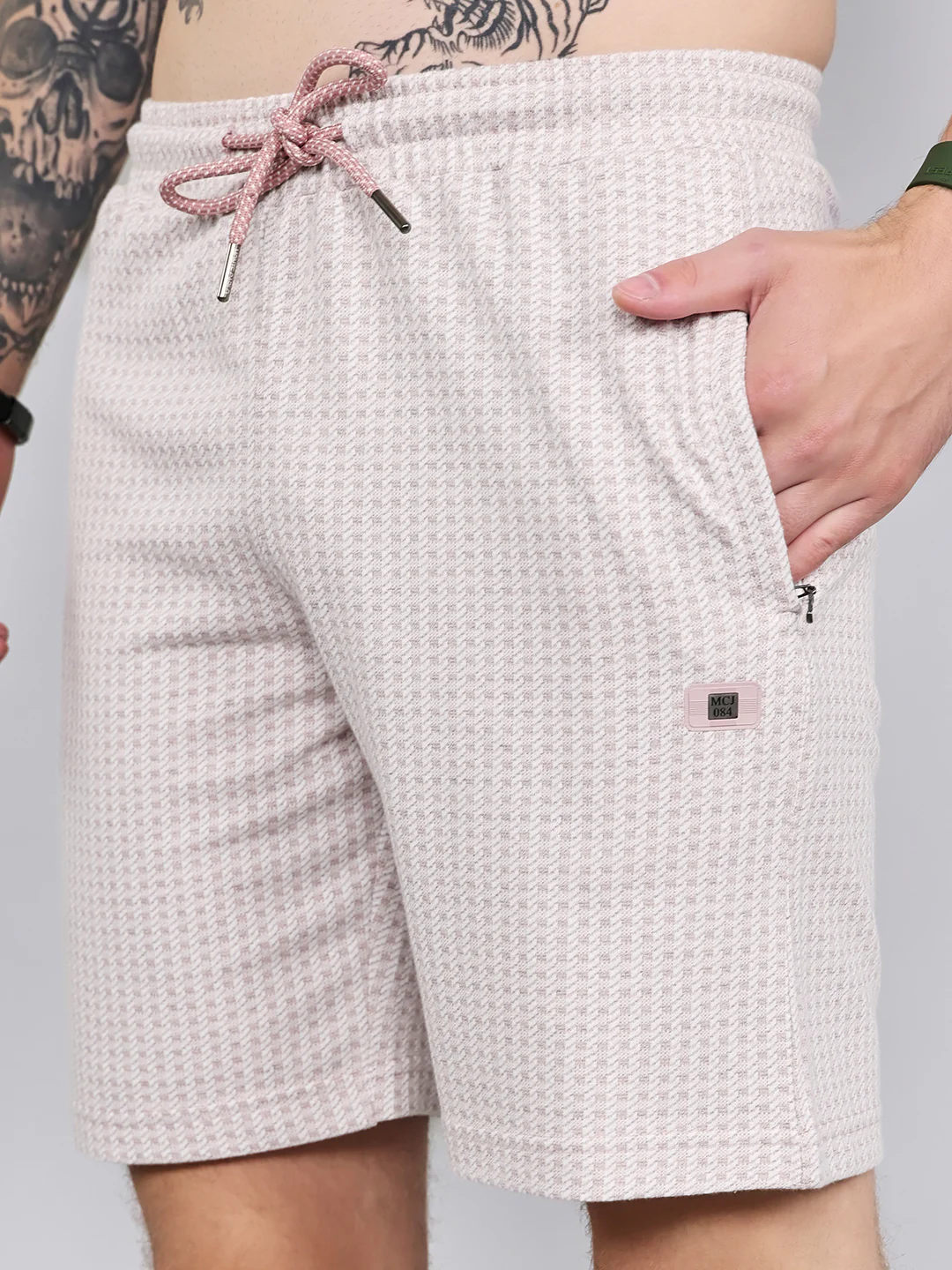 Men Pink Jacquard Regular Fit Bermuda - Image 5