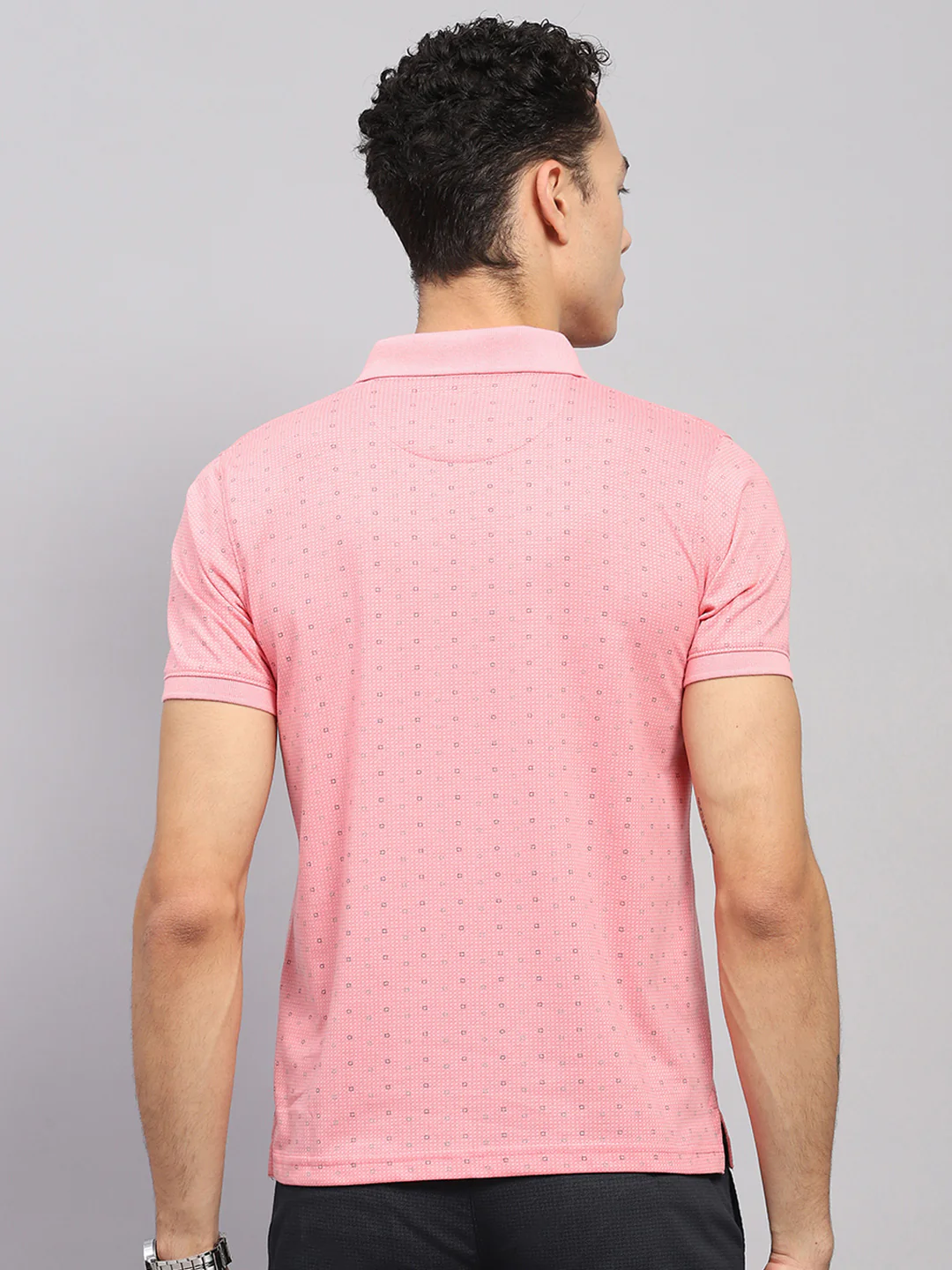Men Pink Printed Collar Half Sleeve T-Shirt - Image 5