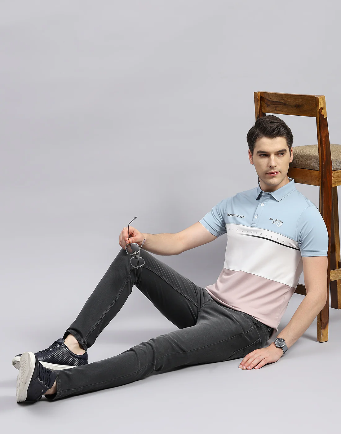 Men Pink Printed Polo Collar Half Sleeve T-Shirt - Image 5