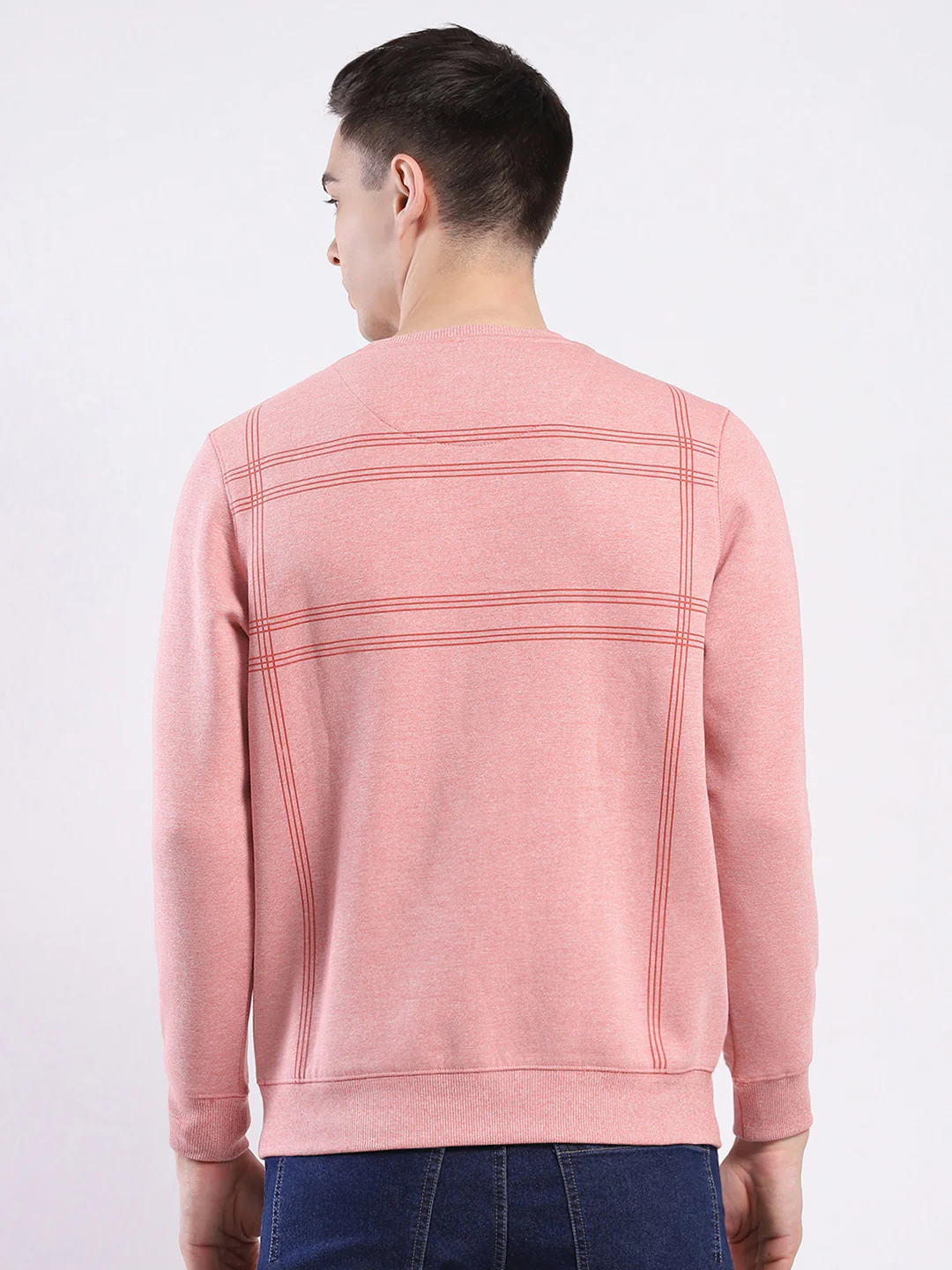 Men Pink Printed Round Neck Full Sleeve Sweatshirt - Image 5