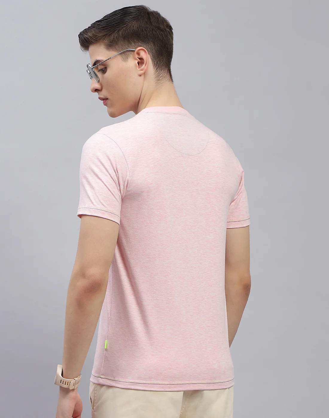 Men Pink Printed Round Neck Half Sleeve T-Shirt - Image 6