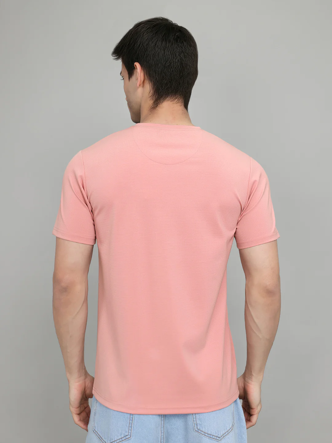 Men Pink Printed Round Neck Half Sleeve T-Shirt - Image 4