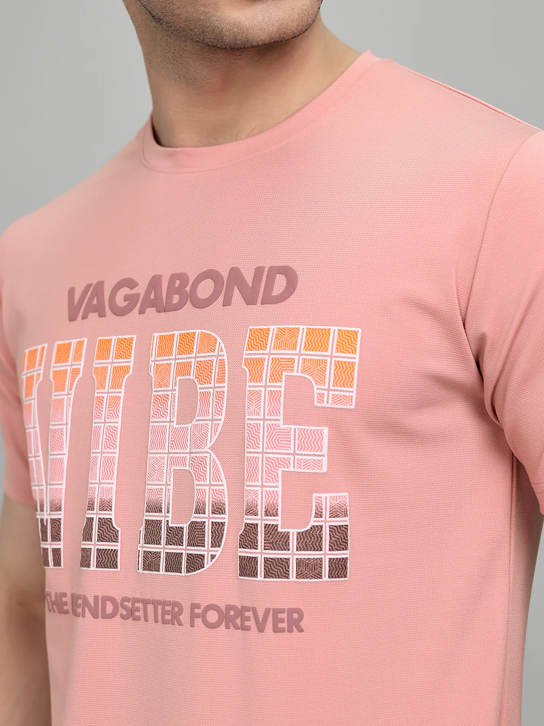 Men Pink Printed Round Neck Half Sleeve T-Shirt - Image 5