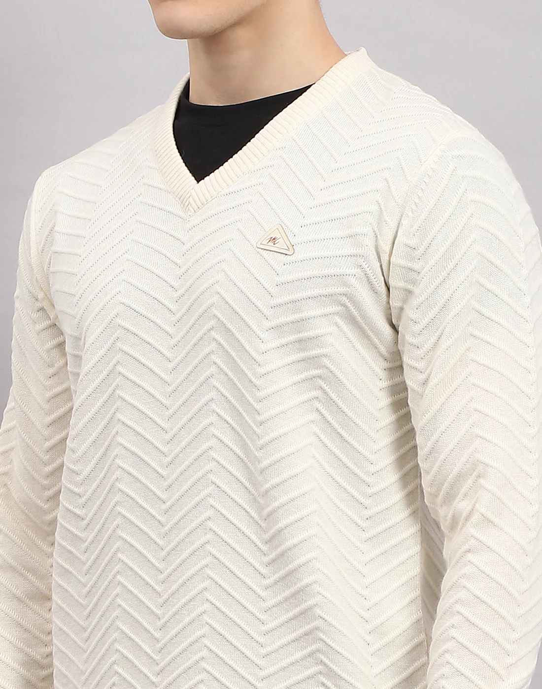 Men Pink Self Design V Neck Full Sleeve Pullover - Image 7