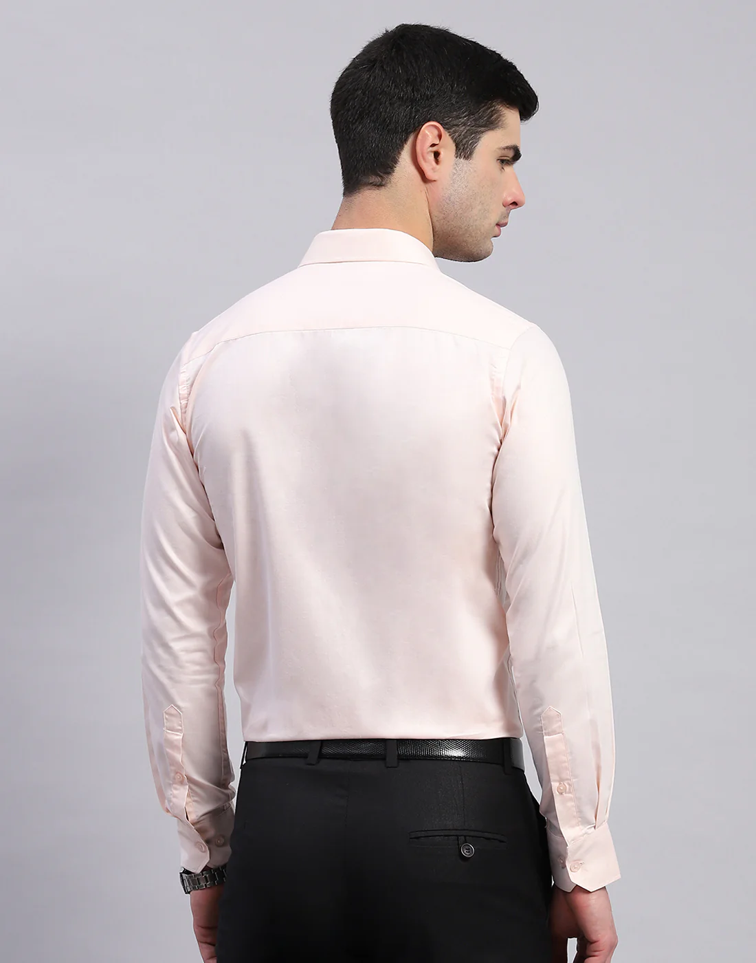 Men Pink Solid Collar Full Sleeve Shirt - Image 5