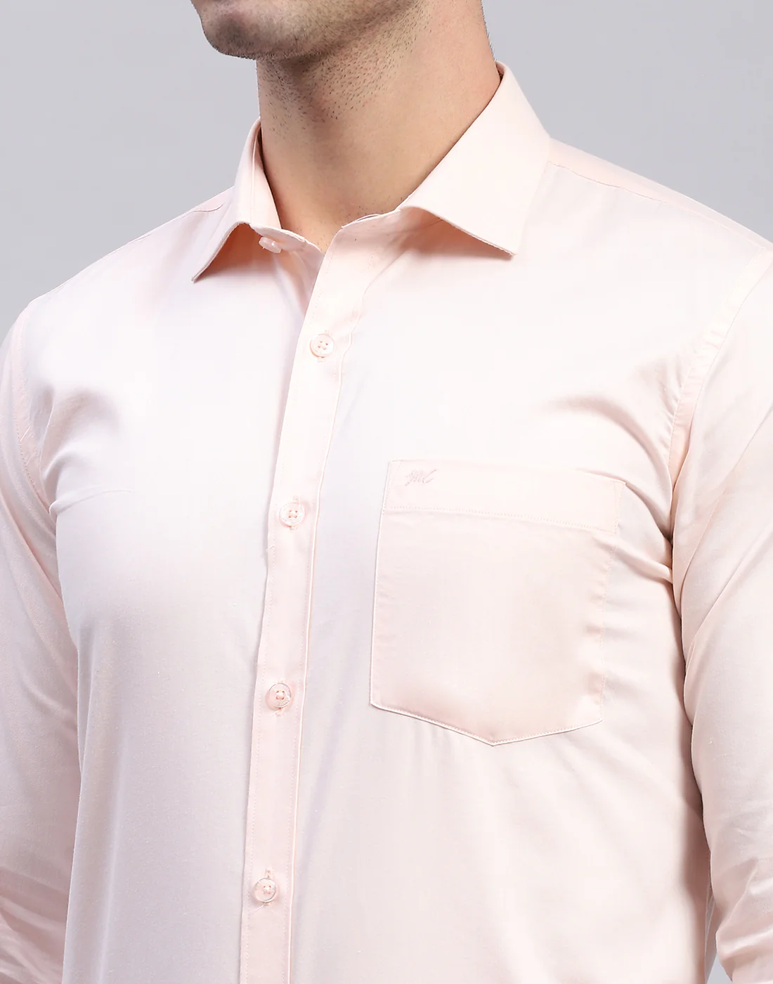 Men Pink Solid Collar Full Sleeve Shirt - Image 6