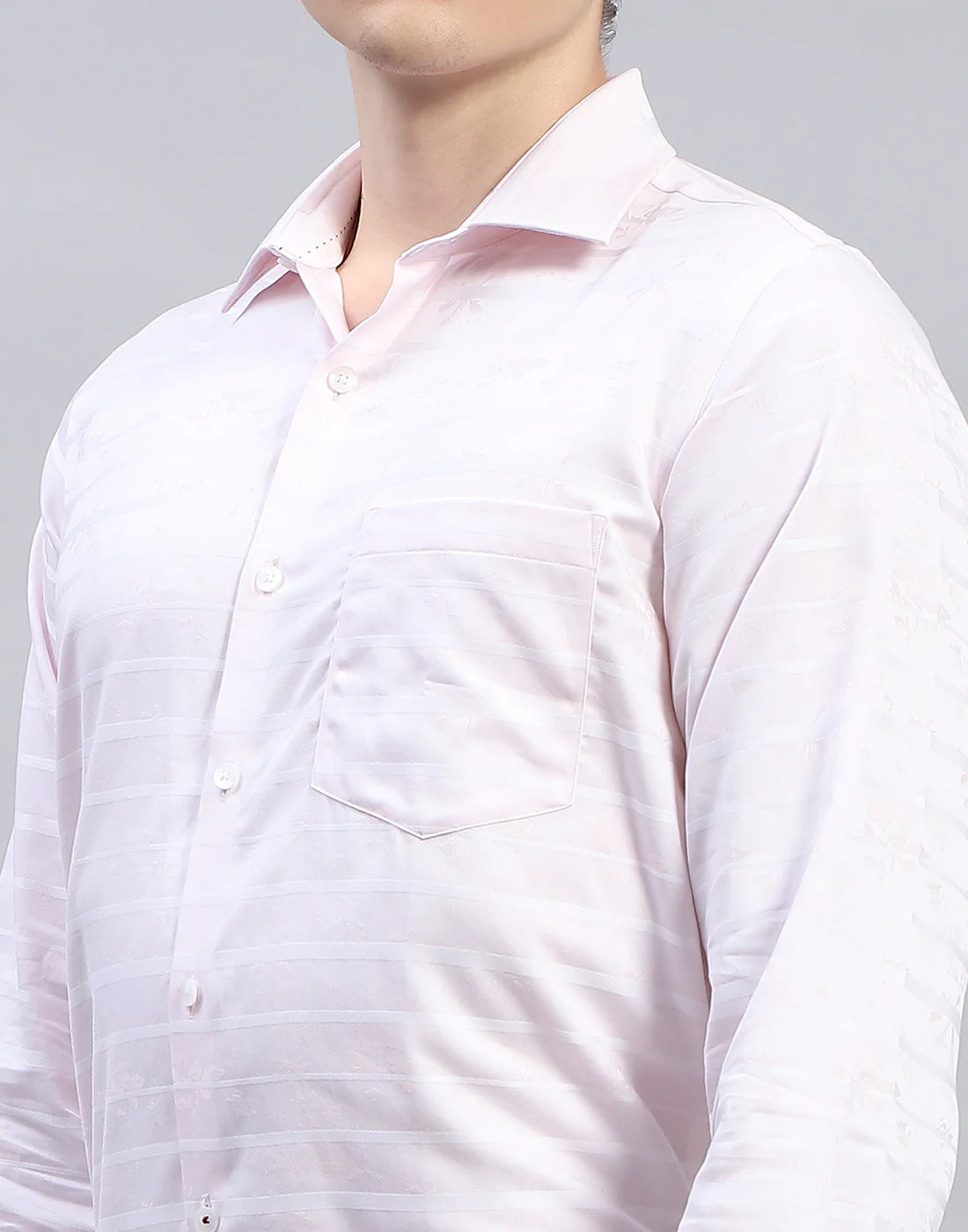 Men Pink Solid Collar Full Sleeve Shirt - Image 6
