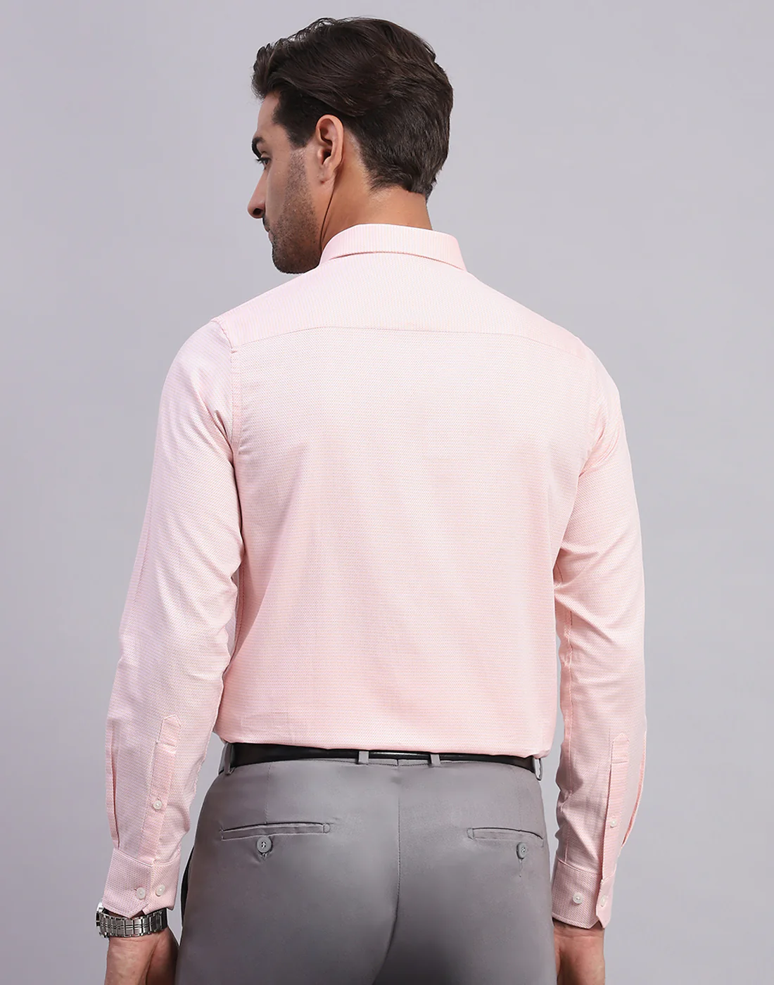 Men Pink Solid Collar Full Sleeve Shirt - Image 5