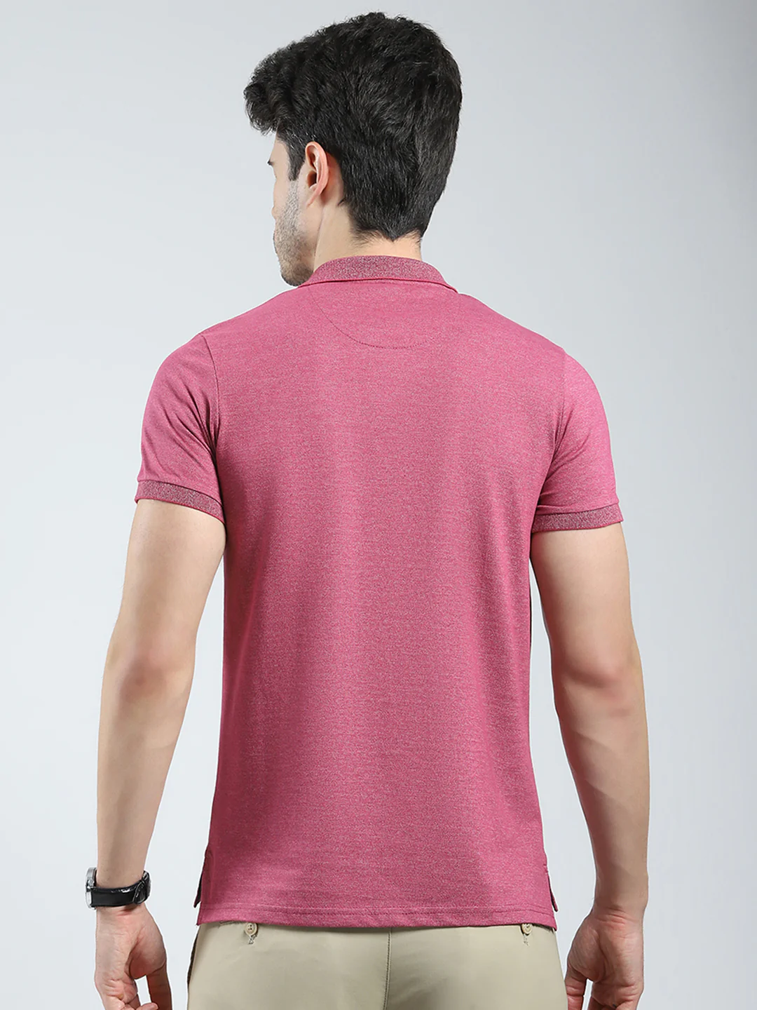 Men Pink Solid Collar Half Sleeve T-Shirt - Image 5