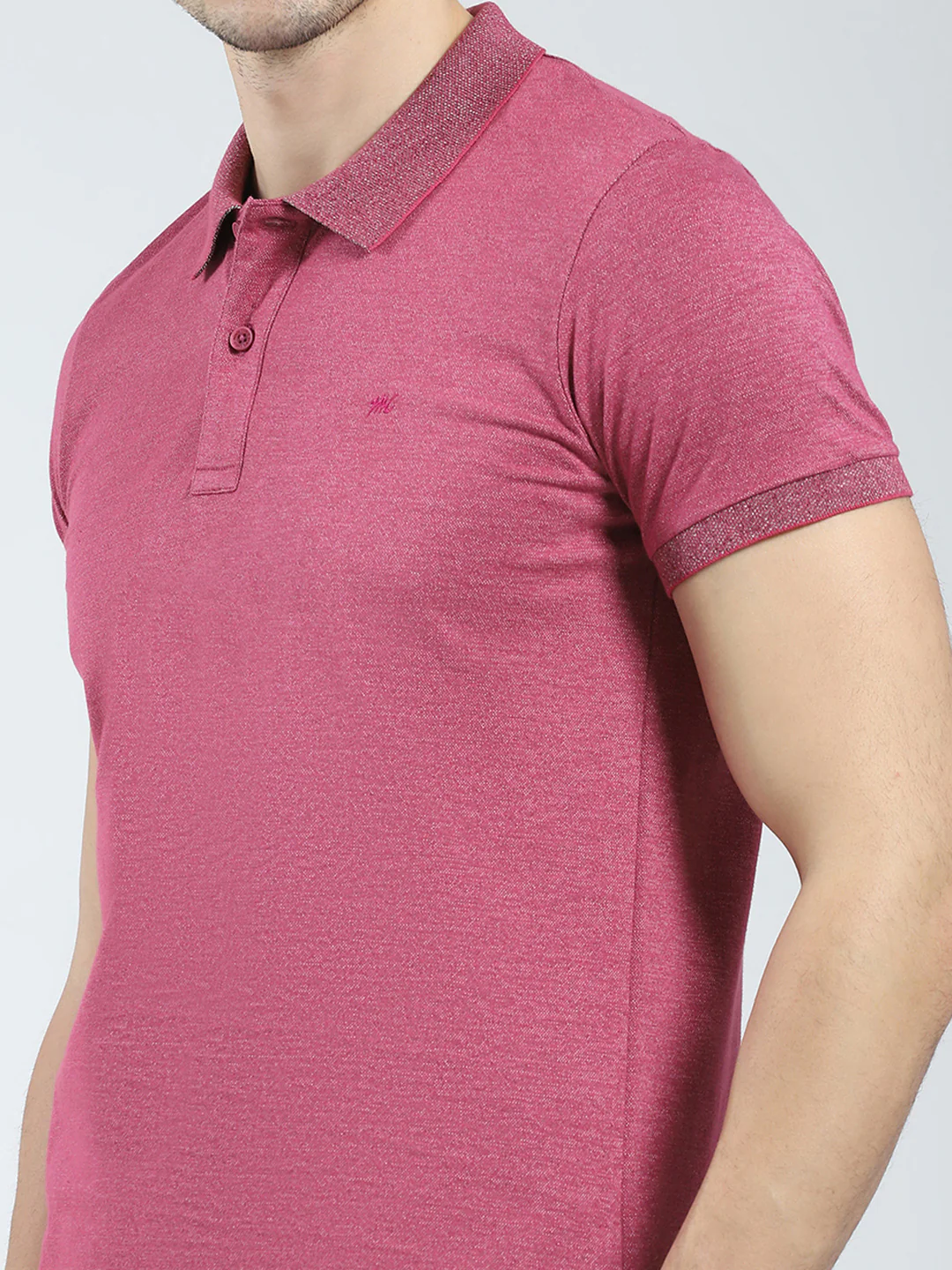 Men Pink Solid Collar Half Sleeve T-Shirt - Image 6