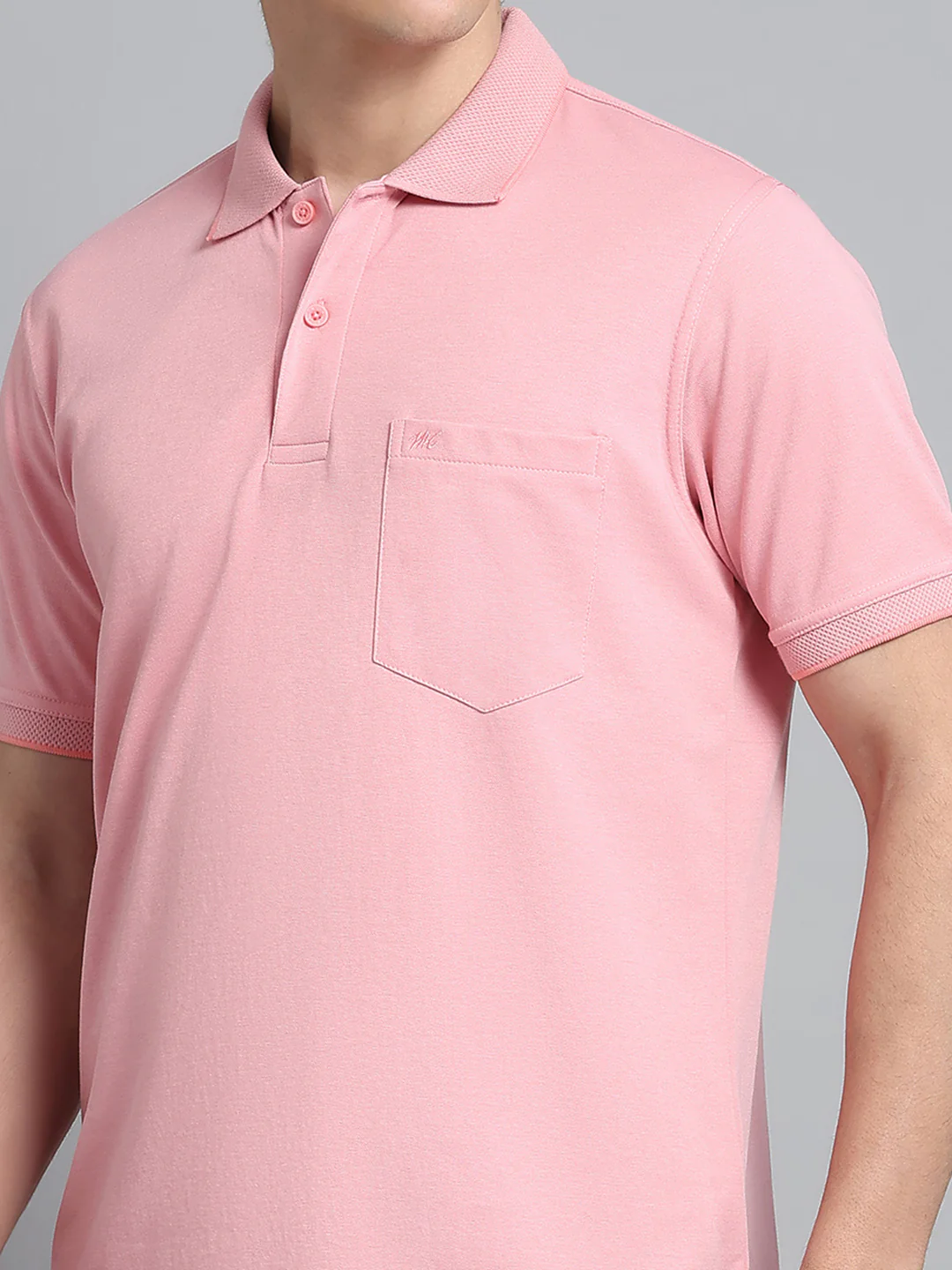 Men Pink Solid Collar Half Sleeve T-Shirt - Image 6