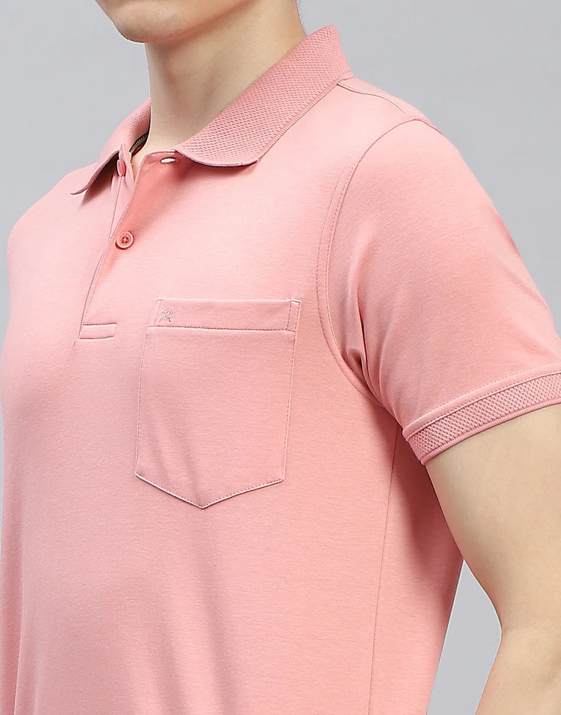 Men Pink Solid Polo Collar Half Sleeve T-Shirt - Image 7