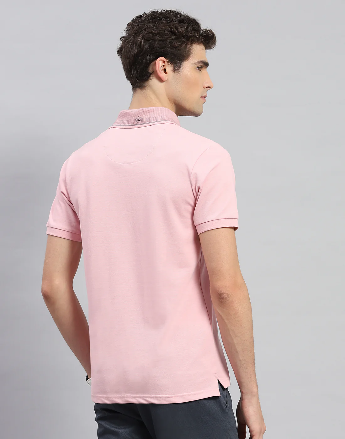 Men Pink Solid Polo Collar Half Sleeve T-Shirt - Image 5