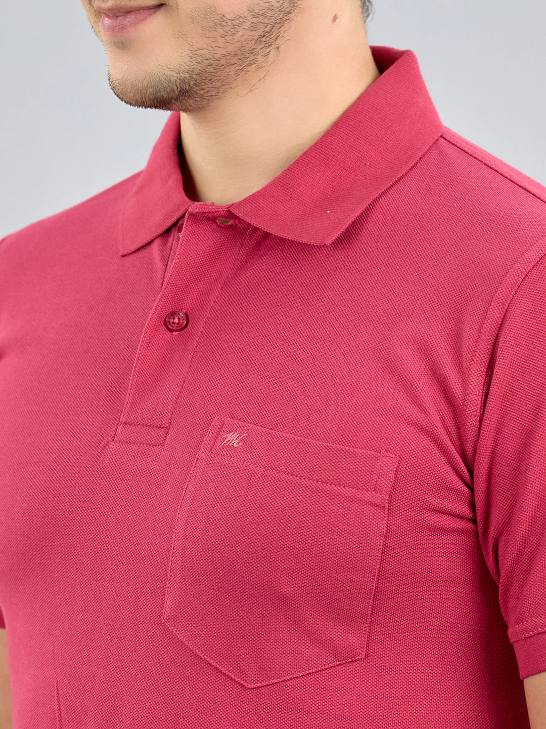 Men Pink Solid Polo Collar Half Sleeve T-Shirt - Image 5