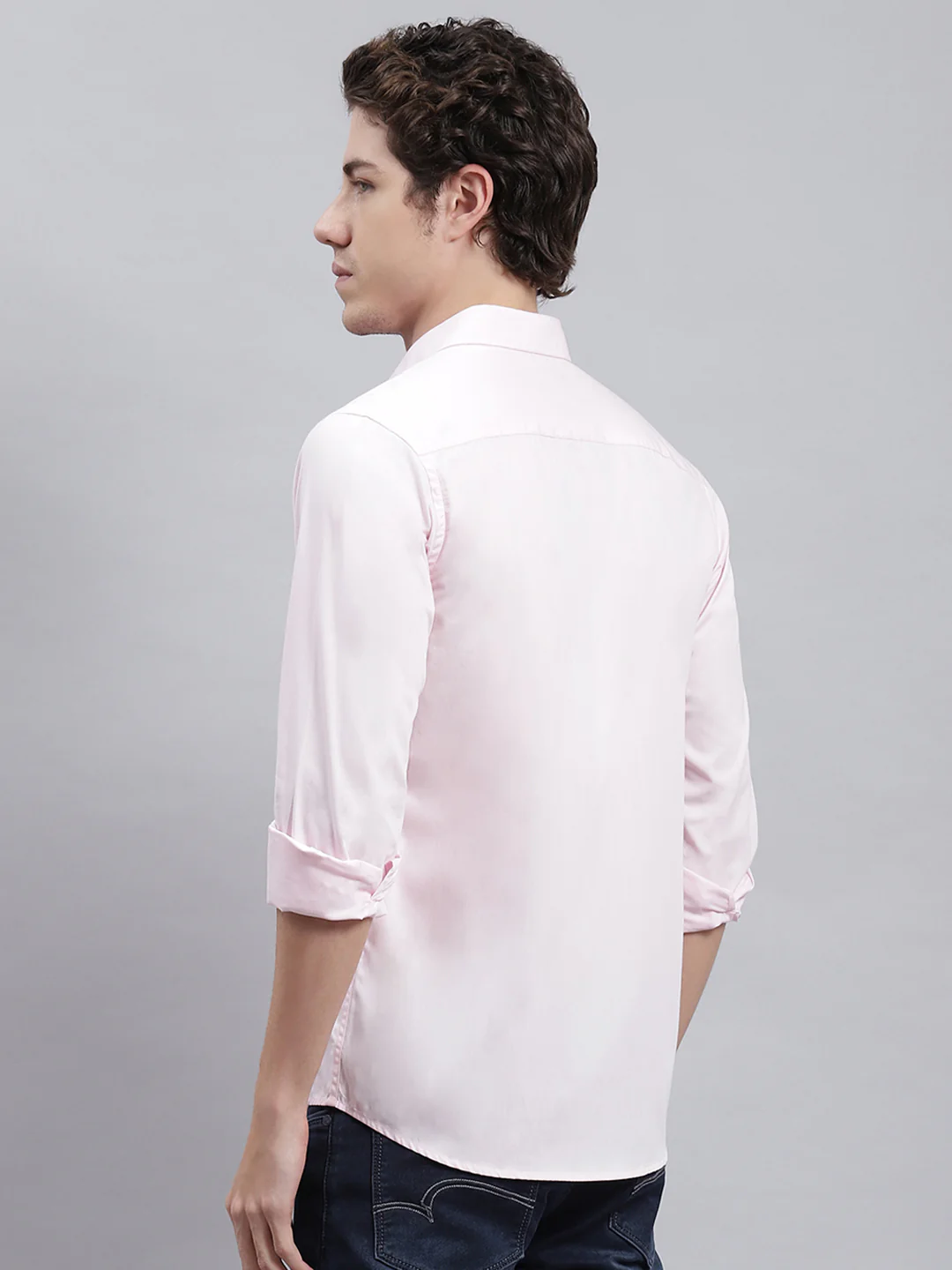 Men Pink Solid Shirt - Image 5