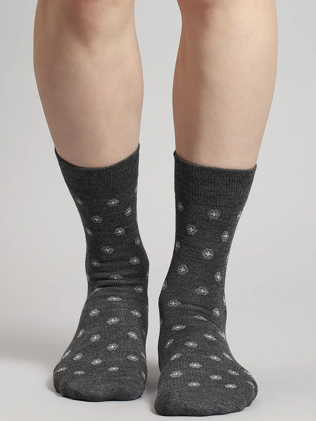 Men Pure Wool Printed Mid Calf Length Socks (1 Pair) - Image 2