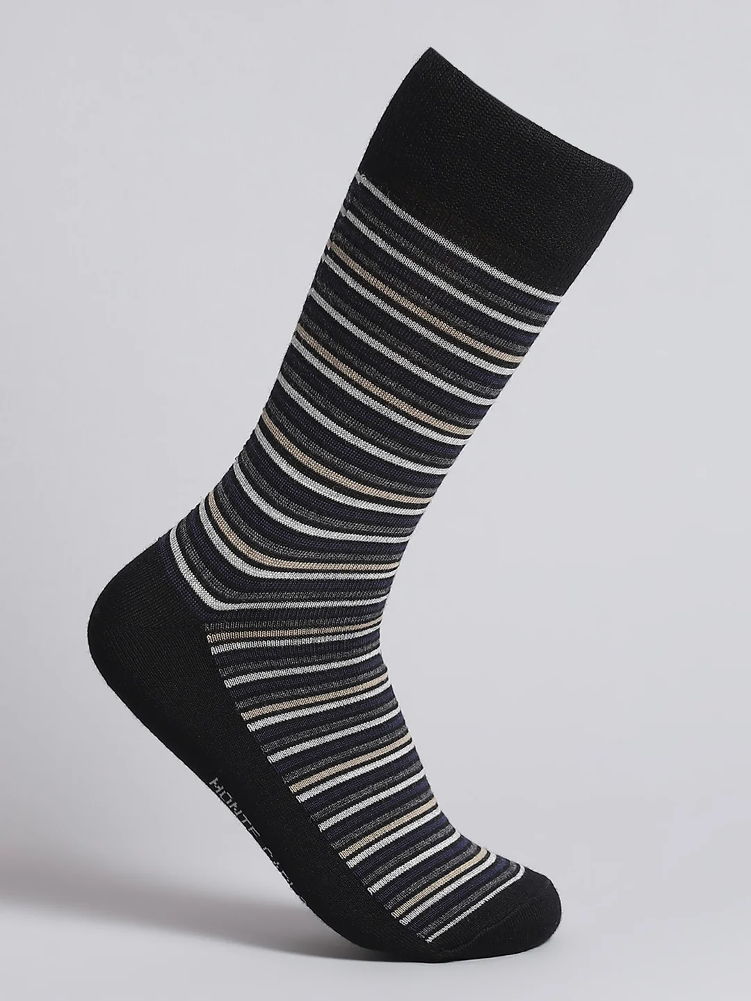 Men Pure Wool Stripe Mid Calf Length Socks (1 Pair) - Image 3