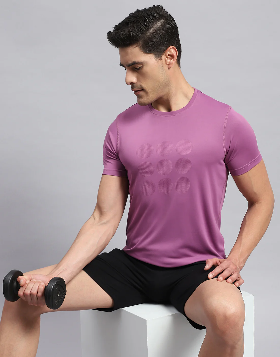Rock.it Men Purple Self Design Round Neck Half Sleeve T-Shirt - Image 2