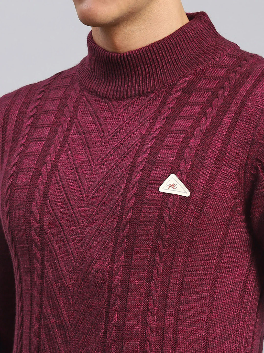 Men Purple Self Design Wool blend Pullover - Image 6