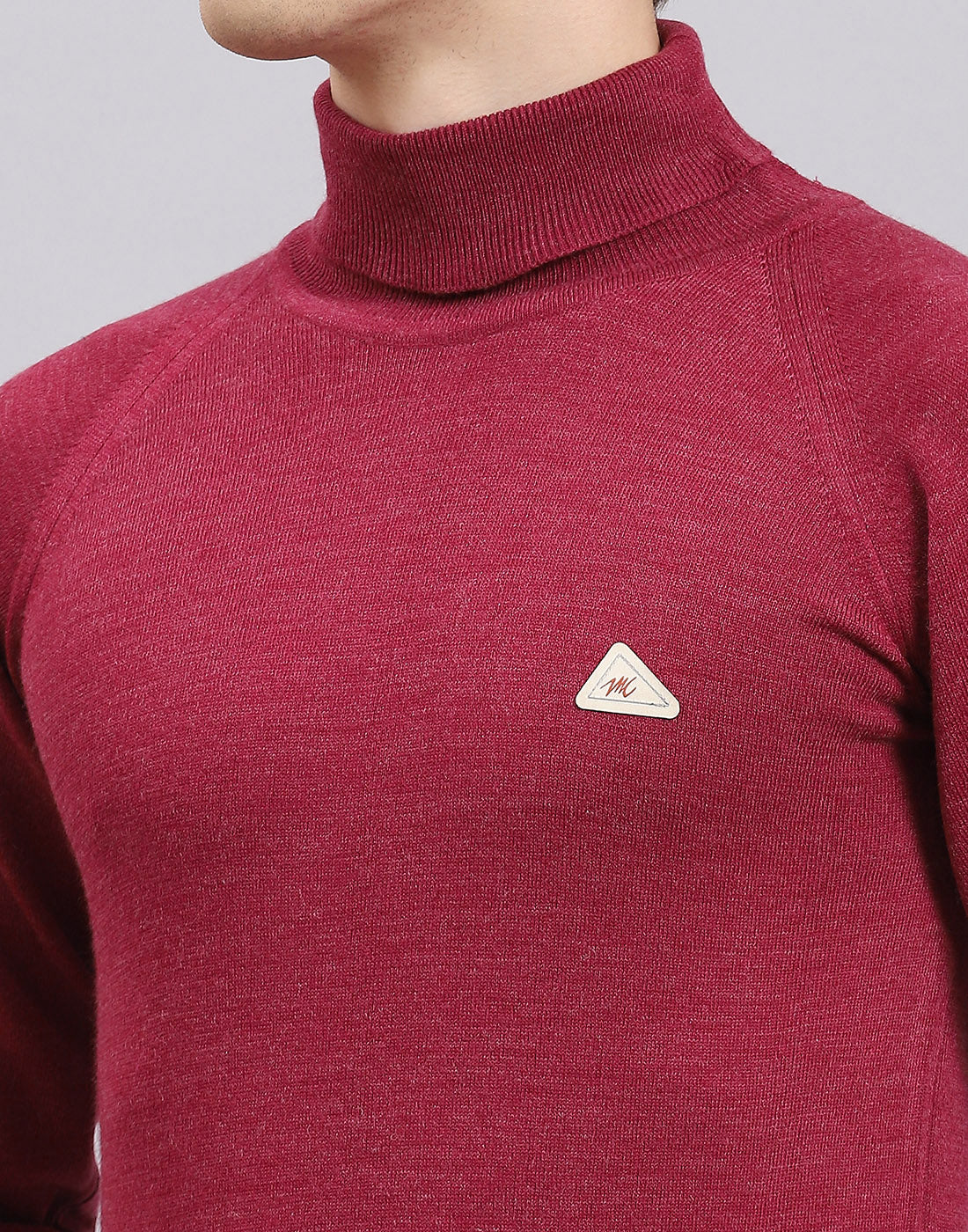 Men Purple Solid H Neck Full Sleeve Sweater - Image 7