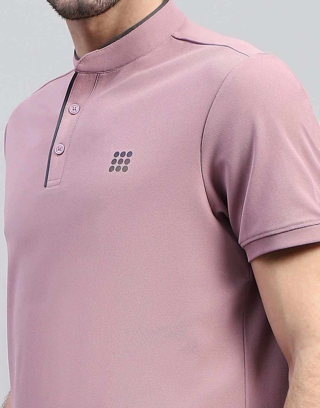 Rock.it Men Purple Solid Mandarin Neck Half Sleeve T-Shirt - Image 6