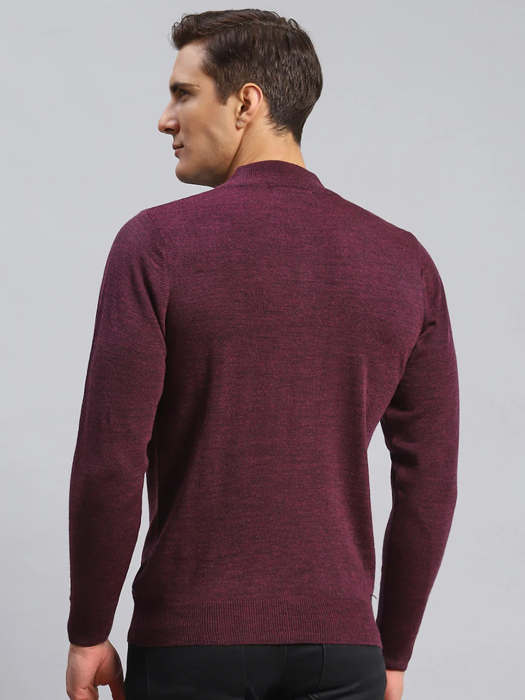 Men Purple Solid Wool blend Pullover - Image 5