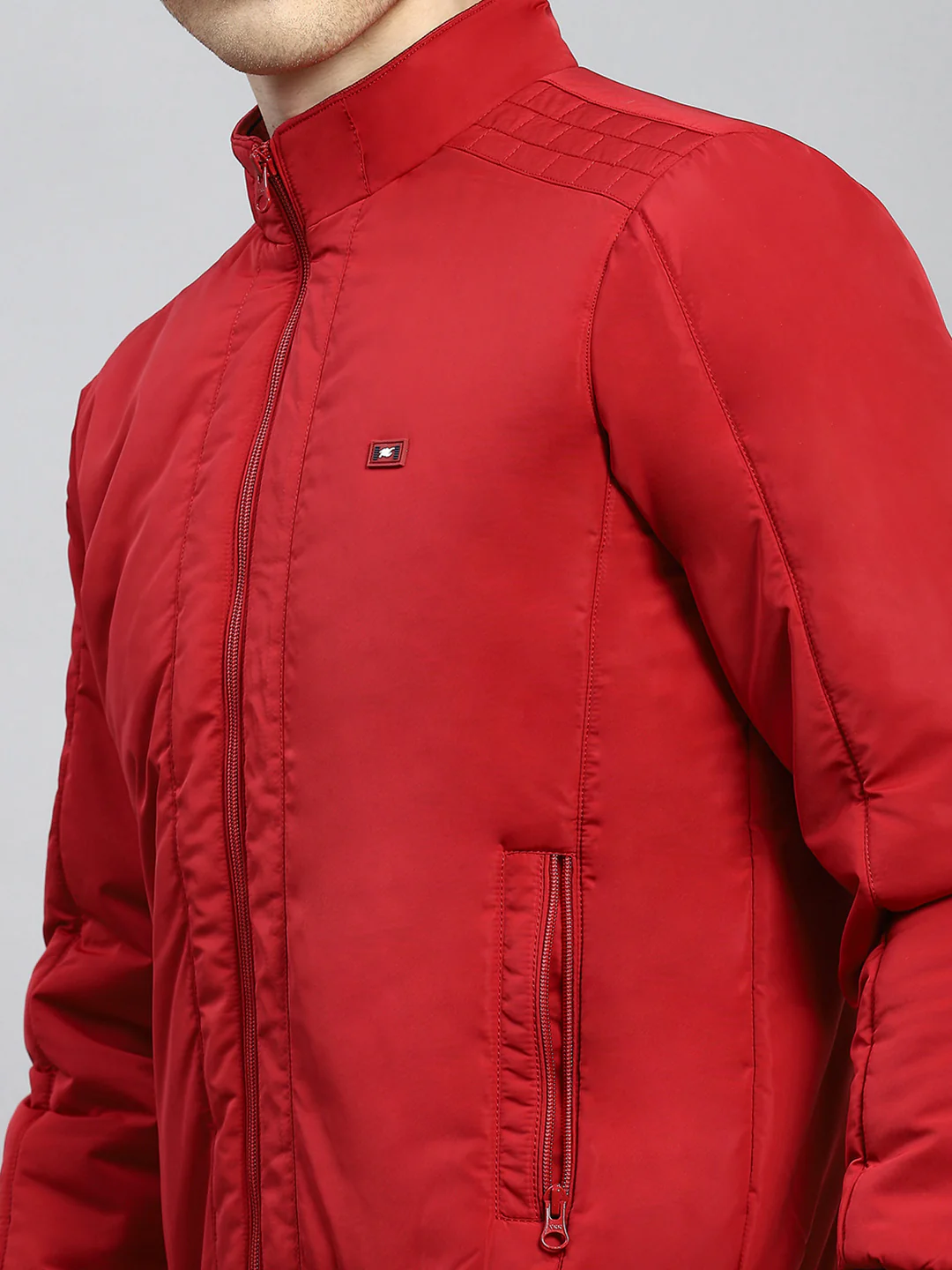 Men Red Plain Jacket - Image 6