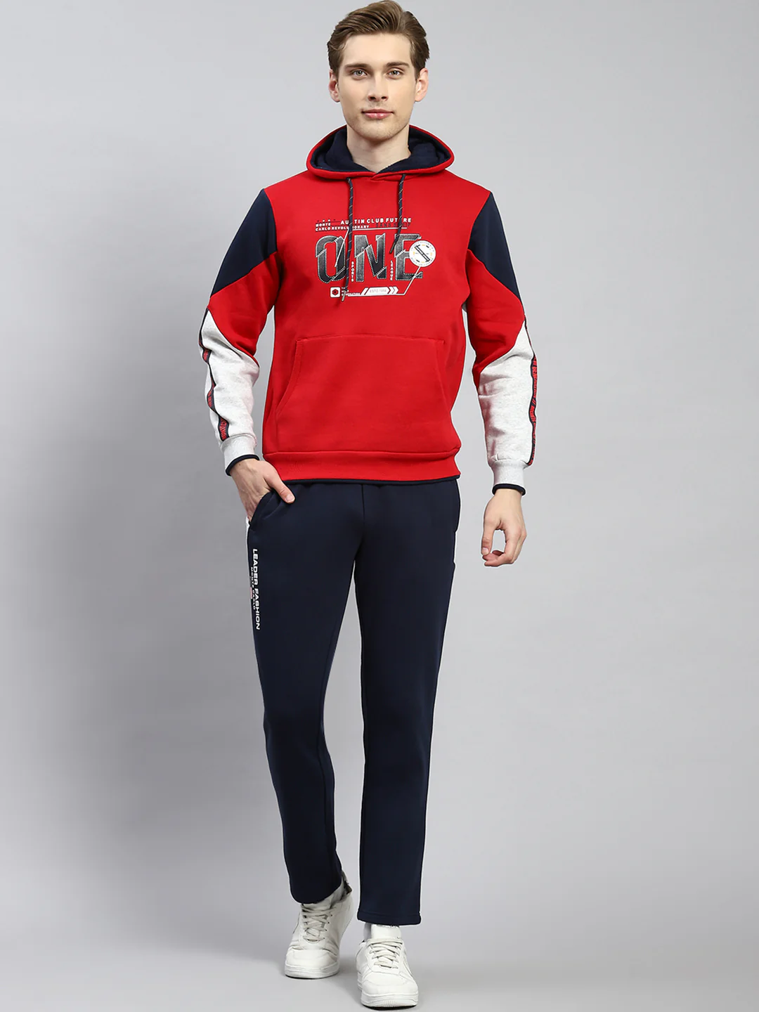 Men Red Plain Tracksuit - Image 2