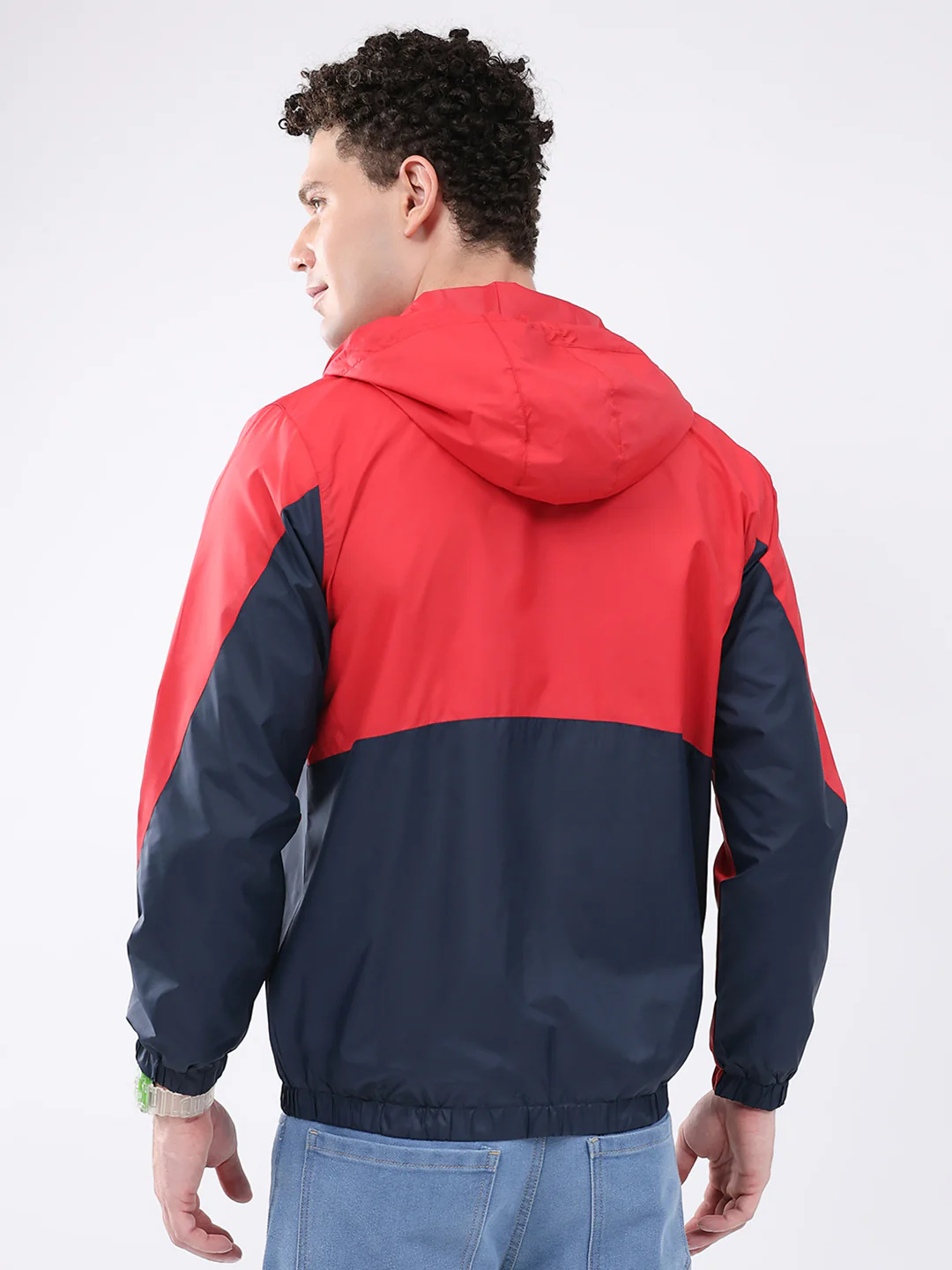 Men Red Printed Collar Full Sleeve Jacket - Image 5