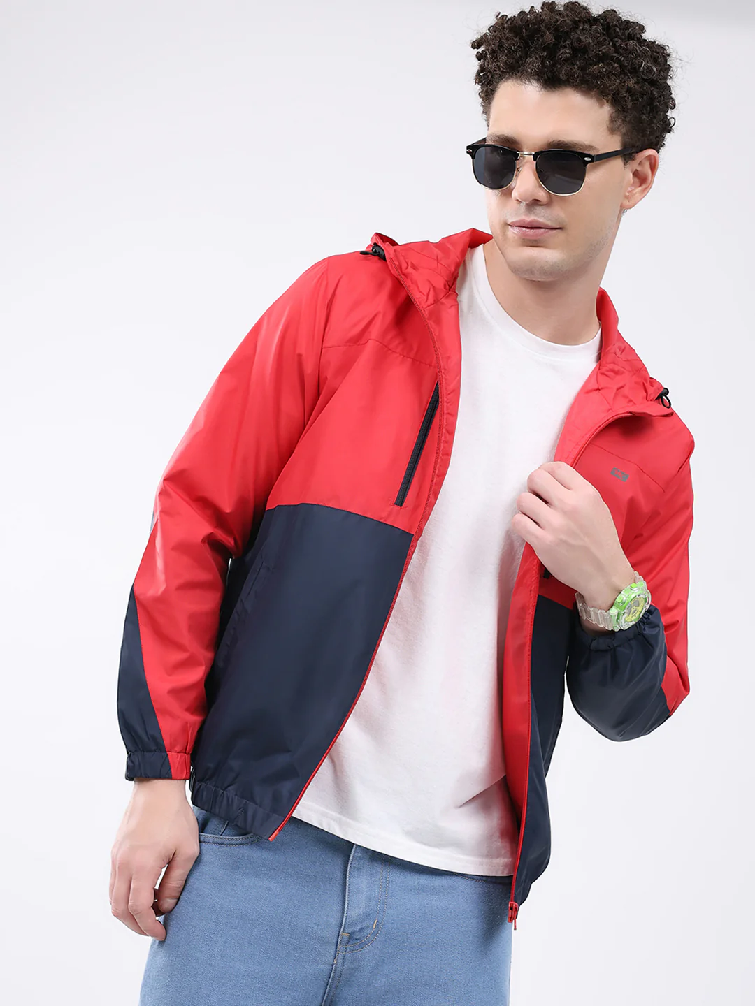 Men Red Printed Collar Full Sleeve Jacket - Image 6