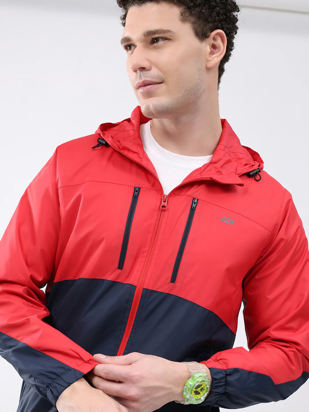 Men Red Printed Collar Full Sleeve Jacket - Image 7