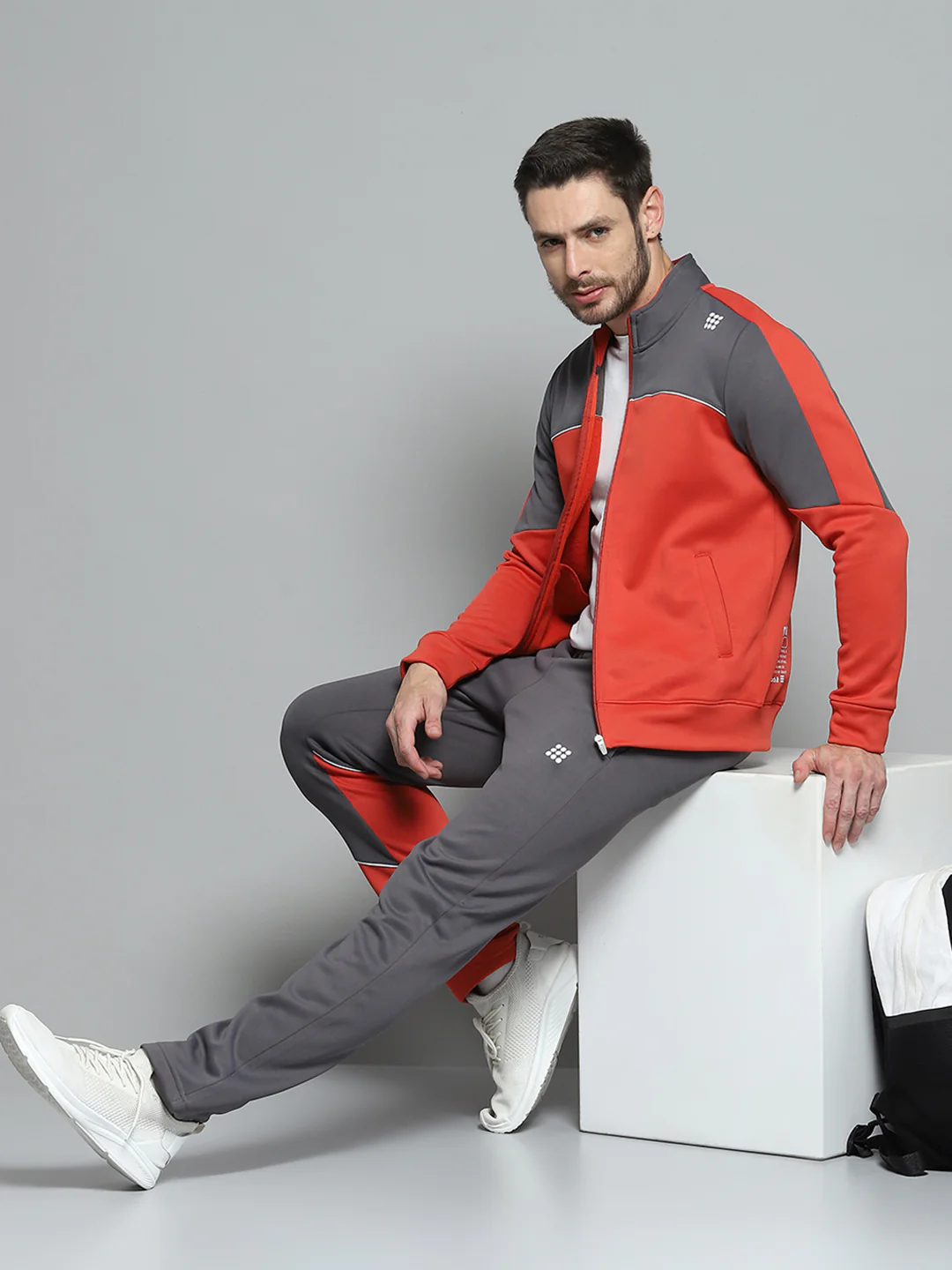 Rock.it Men Red Printed Mock Neck Full Sleeve Winter Tracksuit - Image 2
