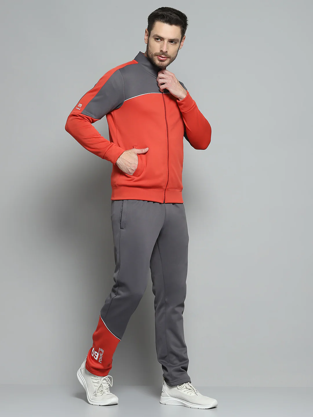 Rock.it Men Red Printed Mock Neck Full Sleeve Winter Tracksuit - Image 4
