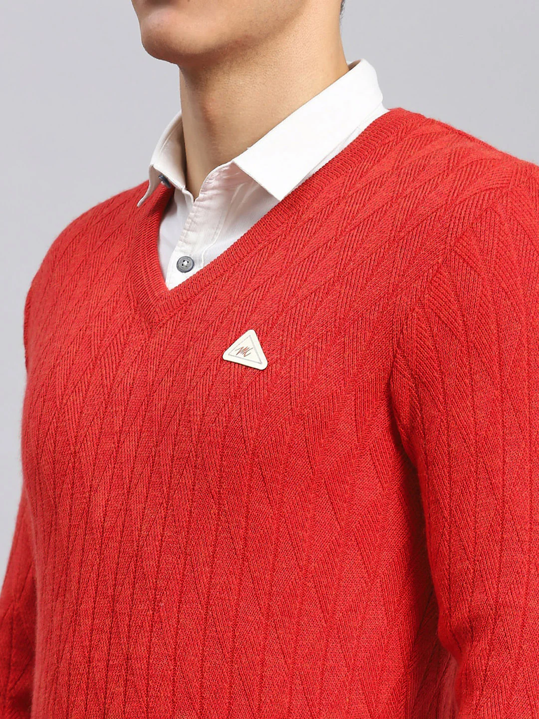 Men Red Self Design Wool blend Pullover - Image 6