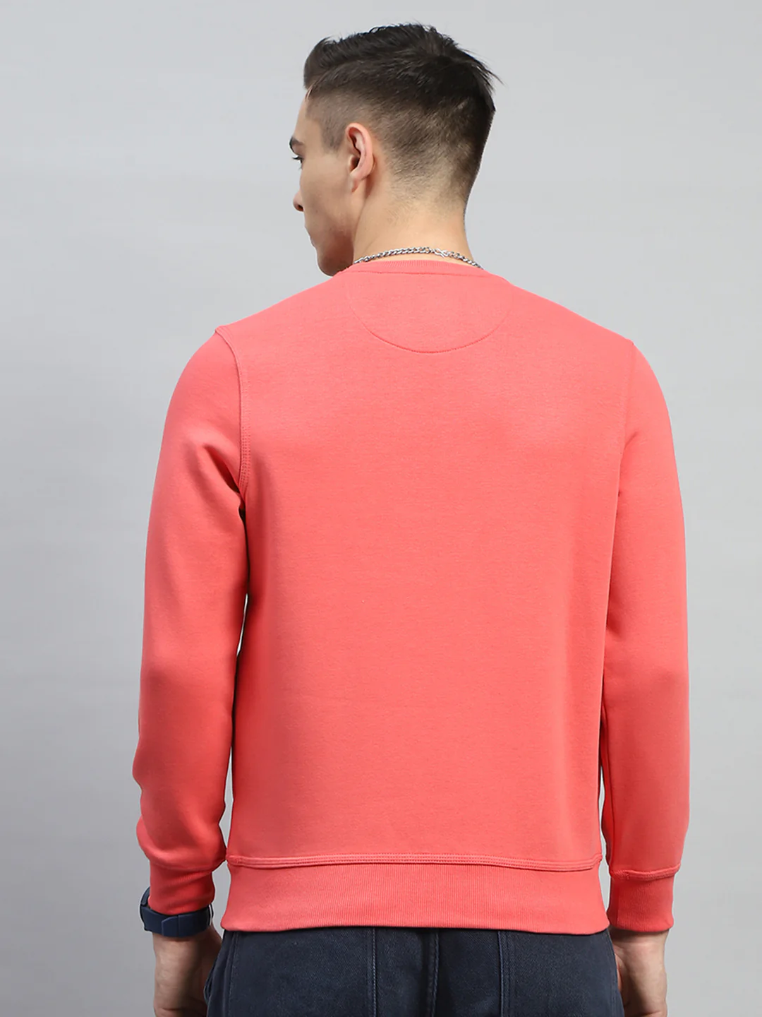 Men Red & Sky Blue Printed Round Neck Full Sleeve Sweatshirt - Image 6