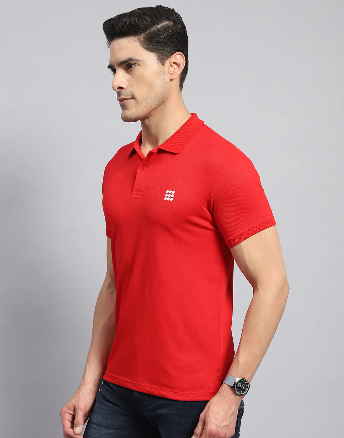 Rock.it Men Red Solid Collar Half Sleeve T-Shirt - Image 3