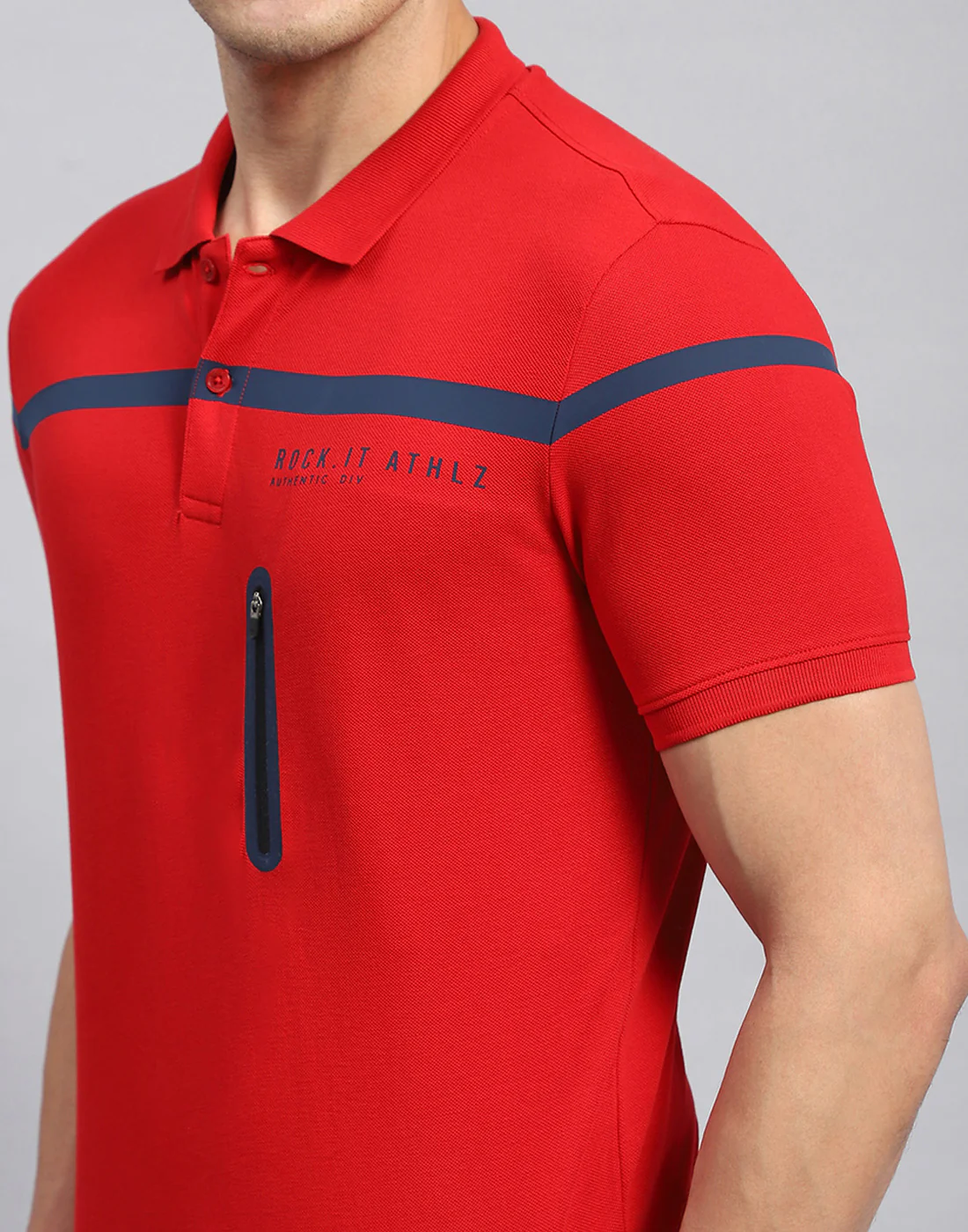 Rock.it Men Red Solid Collar Half Sleeve T-Shirt - Image 6