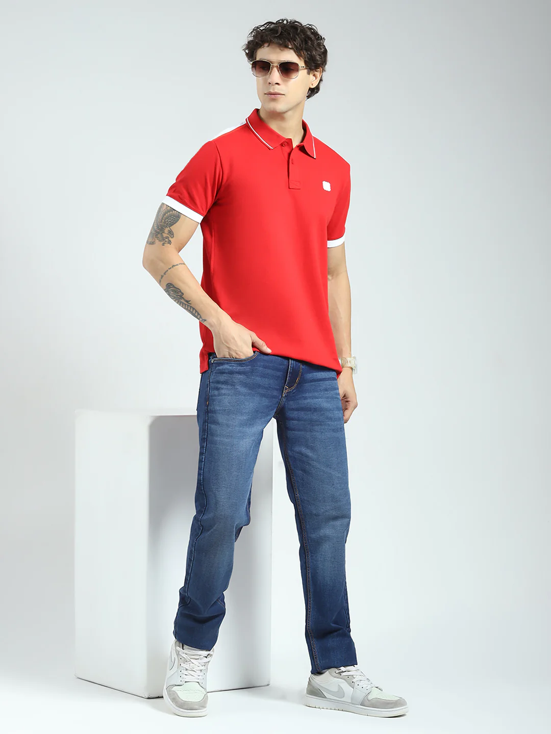Rock.it Men Red Solid Collar Half Sleeve T-Shirt - Image 2