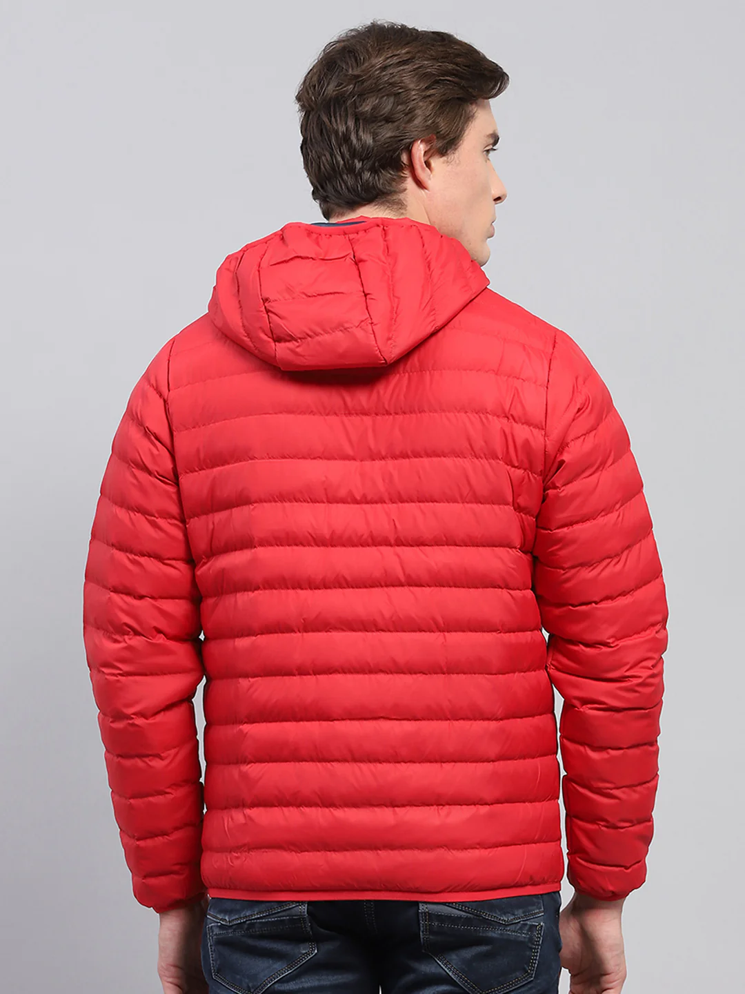 Men Red Solid Detachable Hood Full Sleeve Jacket - Image 5