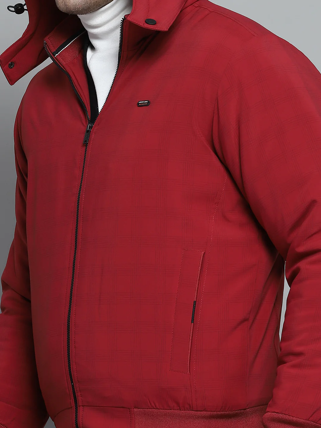 Men Red Solid Detachable Hood Full Sleeve Jacket - Image 6