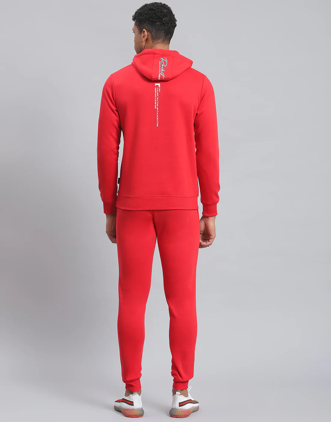 Rock.it Men Red Solid Hooded Full Sleeve Tracksuit - Image 5