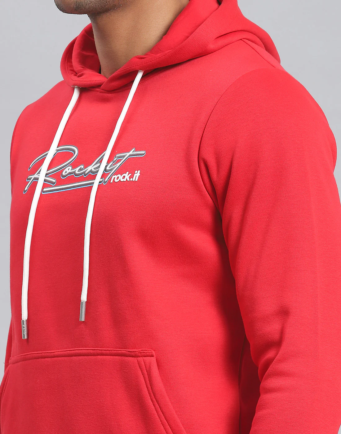 Rock.it Men Red Solid Hooded Full Sleeve Tracksuit - Image 7