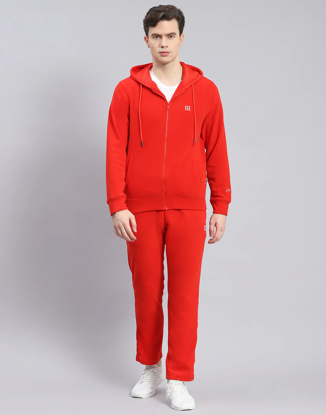 Rock.it Men Red Solid Hooded Full Sleeve Tracksuit - Image 2