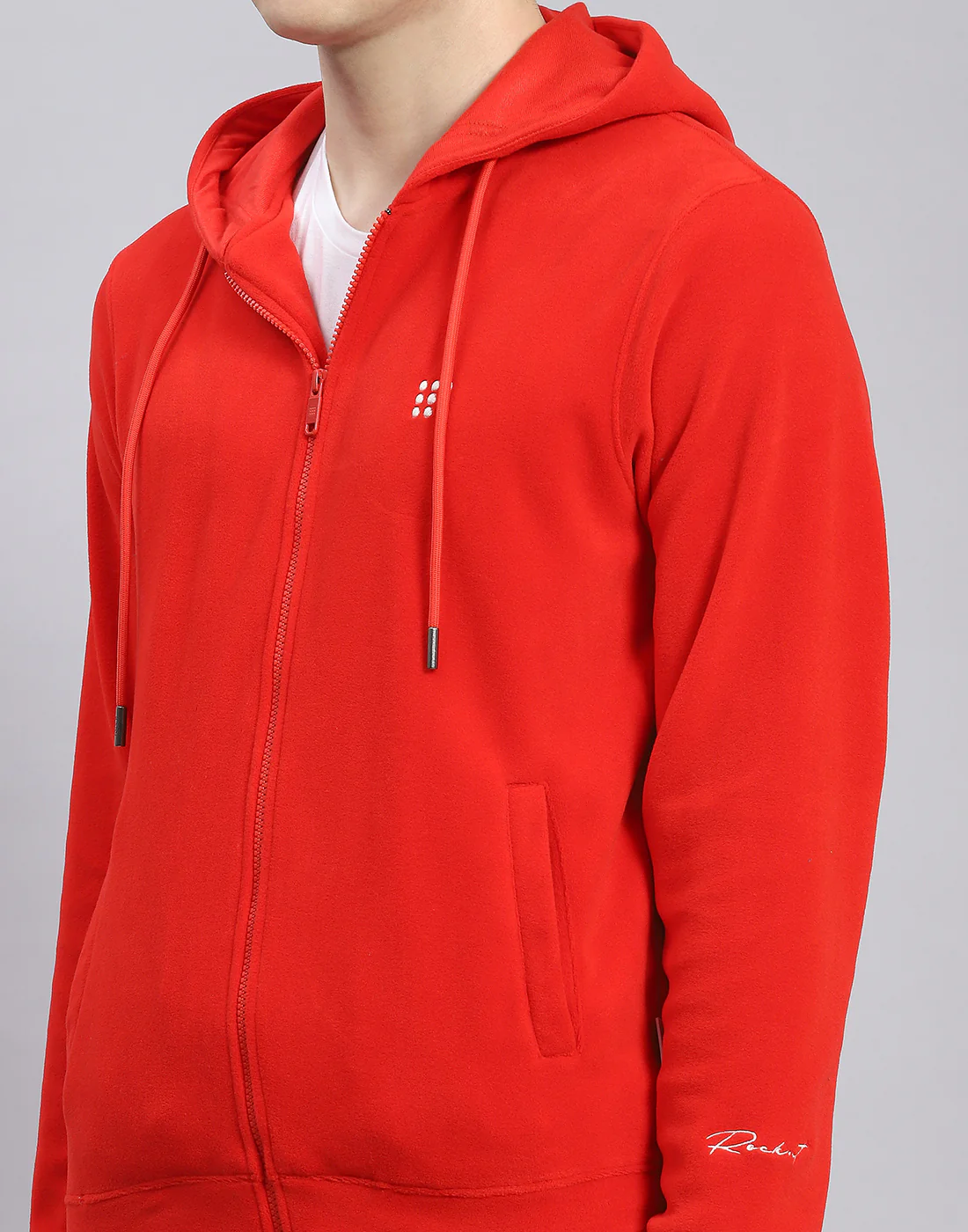 Rock.it Men Red Solid Hooded Full Sleeve Tracksuit - Image 7