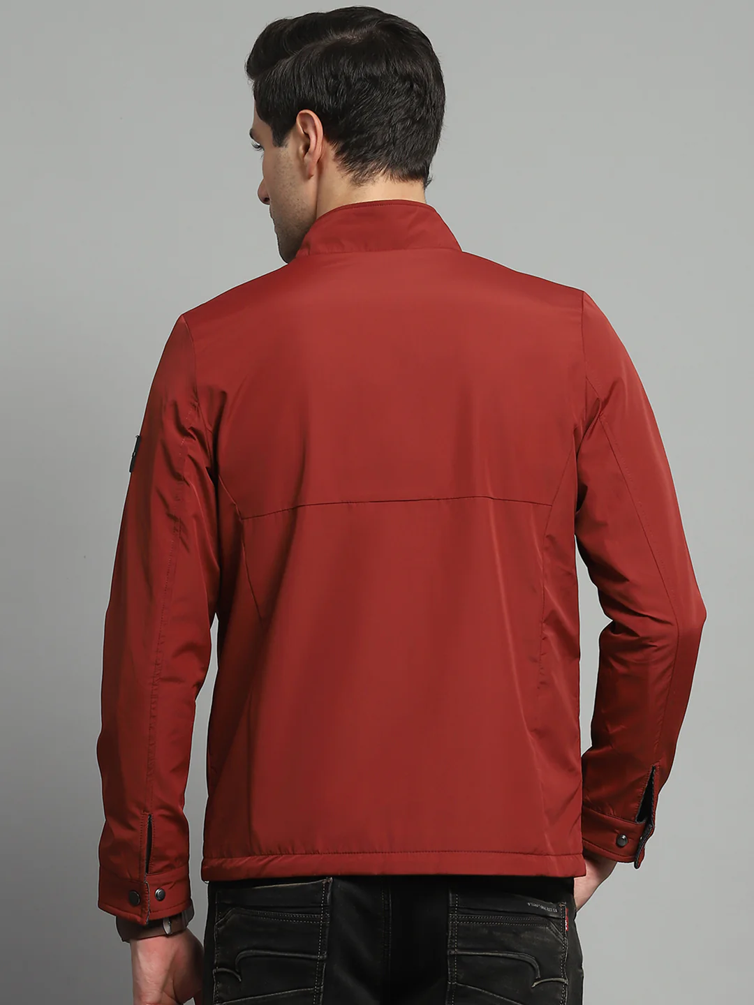 Luxuria Men Red Solid Mock Neck Full Sleeve Reversible Jacket - Image 5